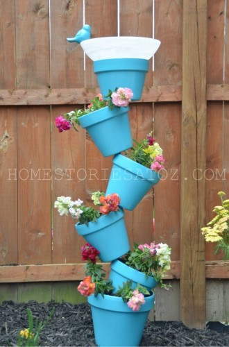 topsy turvy planter in blue