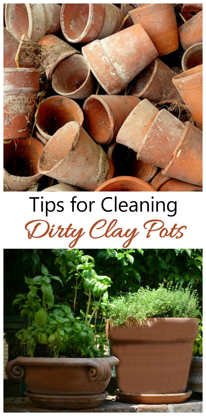 These tips for cleaning clay pots will get your planters ready for use next spring. #cleaningclaypots