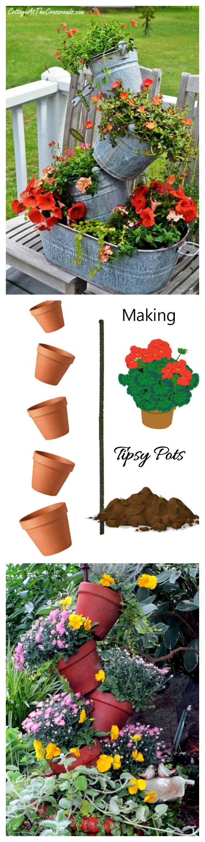 For a very creative gardening idea, try making topsy turvy planters.